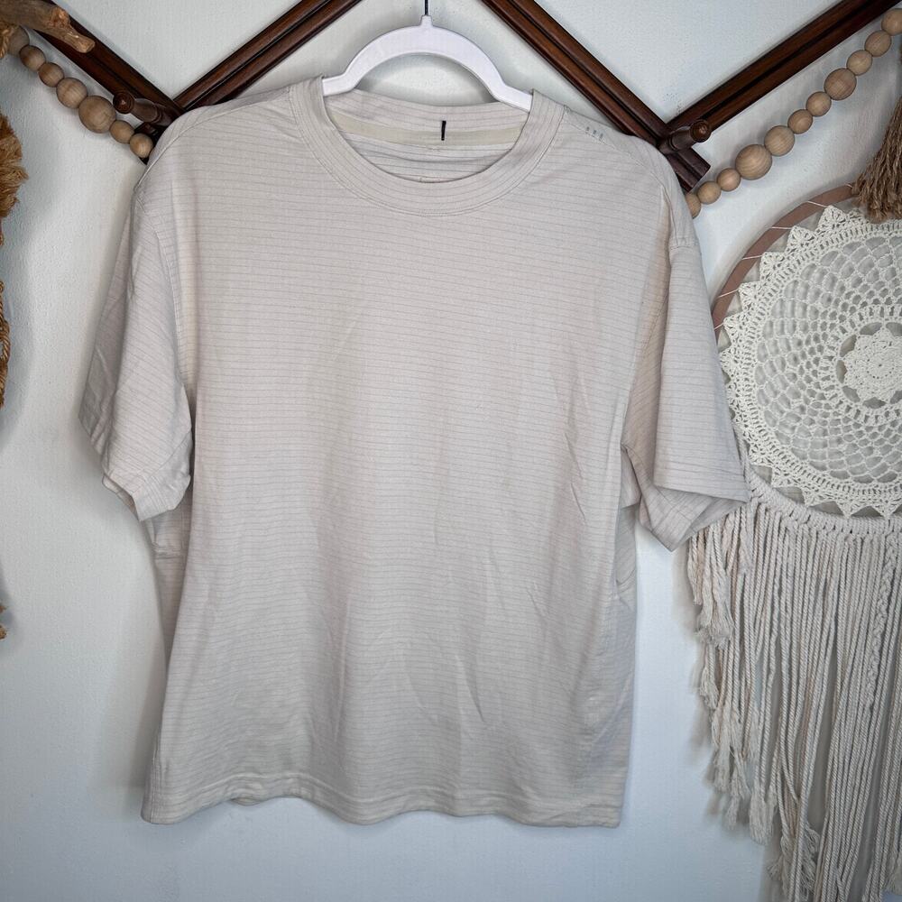 Lululemon Light Ivory Stripe Athletic Top